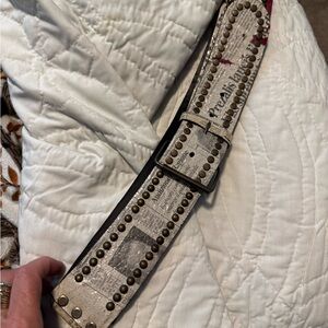 Vintage Studded Belt with Black and Brown Accents